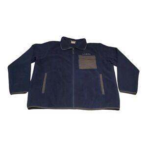 Columbia Fleece Jacket Men's XL Blue Full Zip Chest Pocket River Ranch EUC